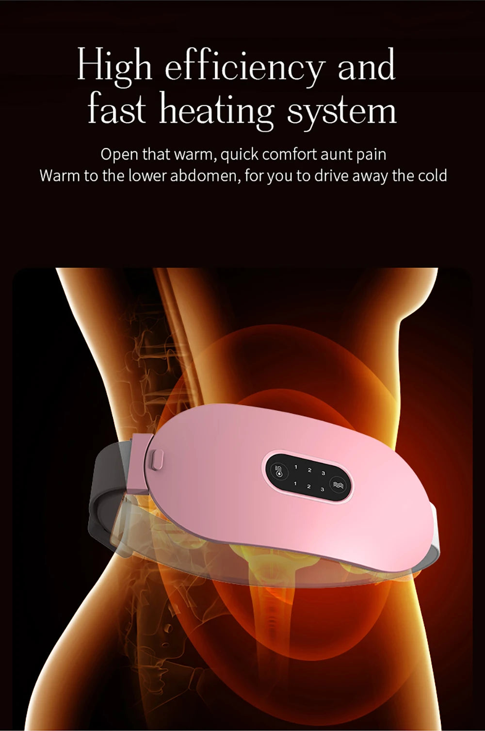 Electric Period Massager Cramp Warm Palace Belt for Menstrual Colic Relief Pain Waist Stomach Abdominal Vibrating Heating Belt