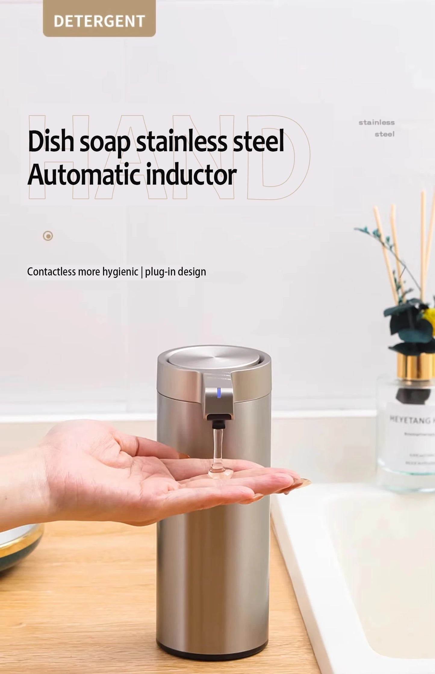 304 Stainless Automatic Liquid Soap Dispensers Steel Kitchen Metal Lotion Bottle Touchless Induction Sensor Bathroom Accessories