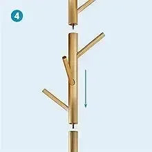 ZOBER Coat Rack Free Standing - Wooden Coat Tree W/ 6 Hooks - Coats, Purses, Hats - Adjustable Sizes, Easy Assembly - Natural