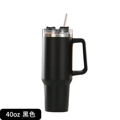 NEW 40oz Stainless Steel Water Bottle with Handle Lid Straw Vacuum Thermos Cup Car Coffee Mug Personalized Tumbler