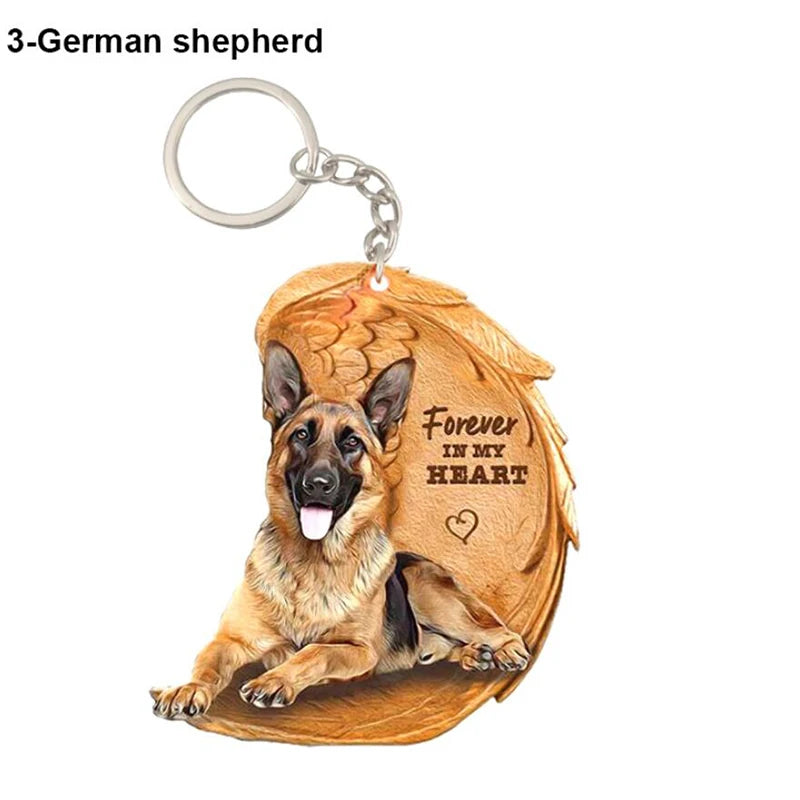 39 Style Cut Dog Forever In My Heart Angel Pendant Bag Keychain Car Key Chain Keyring Pet Jewelry Best Friends Gifts Accessories