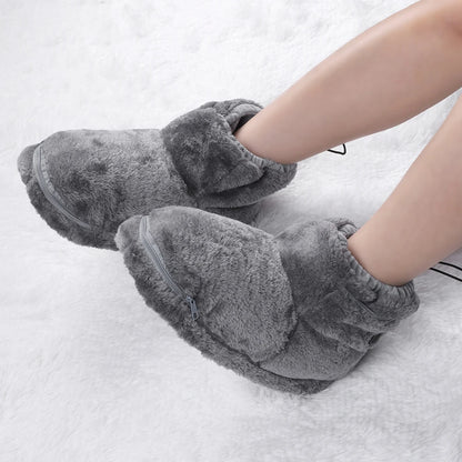 USB Heater Foot Shoes Winter Warm Snow Boots Comfortable Plush Warm Electric Slippers Feet Heated Shoes for Women Men