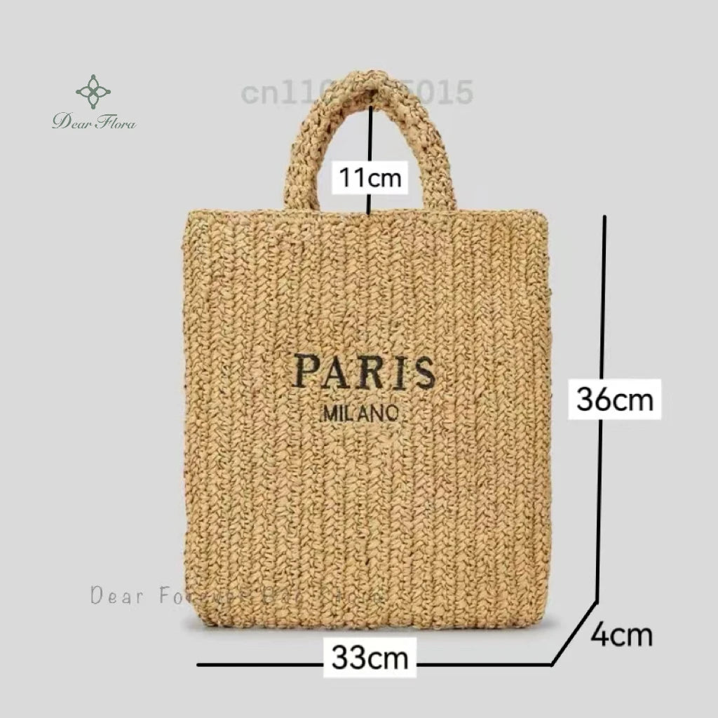 Women Summer Beach Vacation Fashion Straw Knitting Shoulder Bag Hollow Out Handwoven Handbag Portable Large Capacity Casual Tote