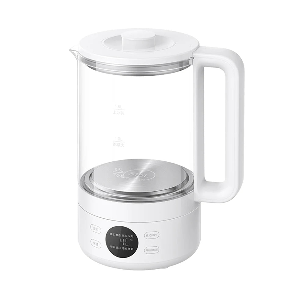 New Xiaomi Mijia Multifunctional Health Kettle S1 1.5L 1000W High Borosilicate Glass Body 316L Stainless Steel Heating Plate