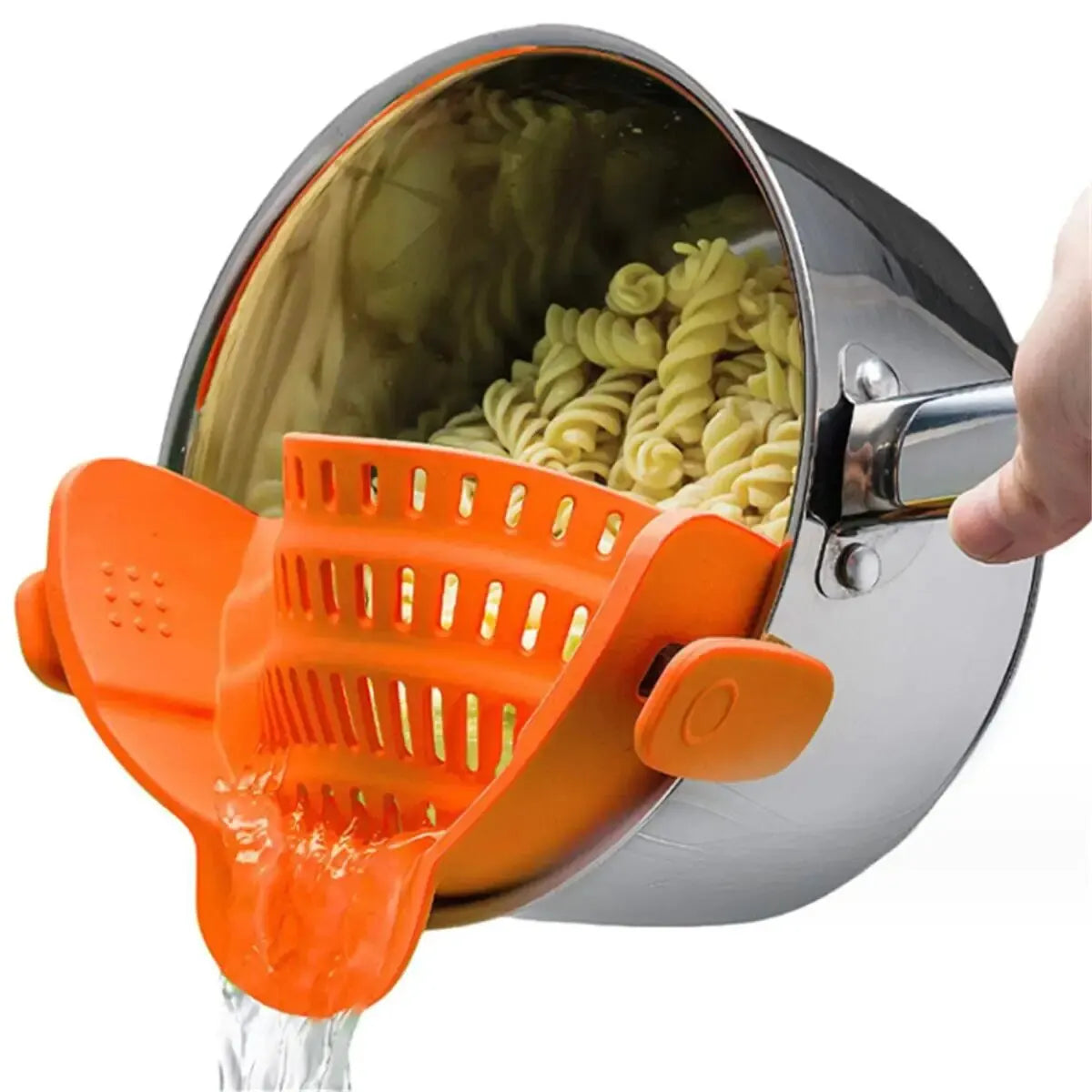 1pc Adjustable Silicone Clip-On Strainer for Pots, Pans, and Bowls - Handheld Drainer for Noodles, Pasta