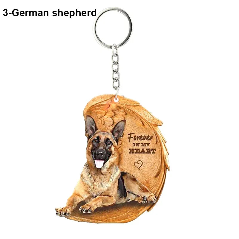 1 Piece 23 Style Dog Forever In My Heart  Angel Pendant Bag Key Chains Car Keychain Keyring  Pet Jewelry Gift For Women Girls