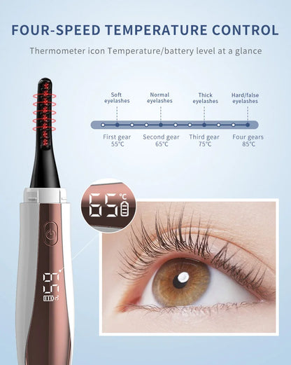 Heated Eye Lash Curler Natural Curling  Makeup Revolution Portable Electric Eyelash Curlers Safe Anti-Burn Comb with LED Display