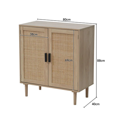 Rattan Sideboard with Double Doors for Living Room Hallway, 80cm W x 40cm D x 88cm H