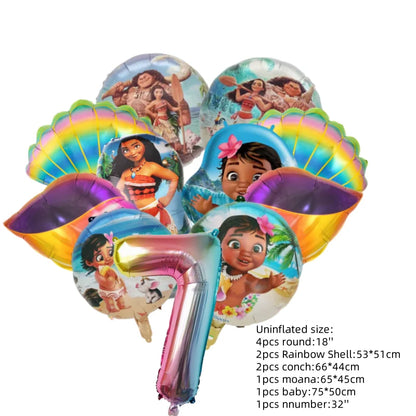 Ocean Adventure Moana Cartoon Balloons Set Baby Shower First 5th Birthday Party Decoration Supplies Shell Conch Globos