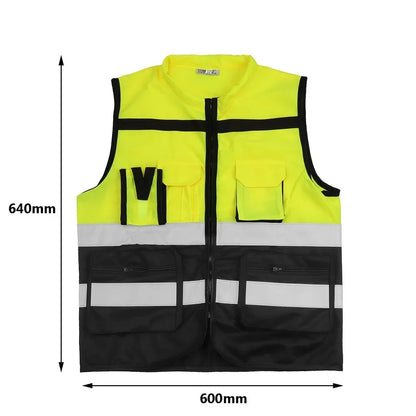 S/M/L High Visibility Hi-Vis Safety Vest Reflective Driving Jacket Night Security Waistcoat With Pockets For Work Run