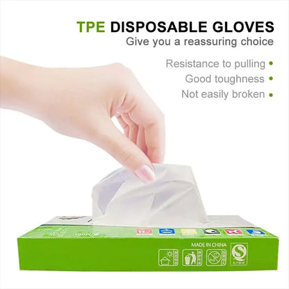 100Pcs Food Grade Disposable Gloves Portable Non-Slip Acid Work Safety Cleaning Gloves Transparent TPE Latex Free Gloves