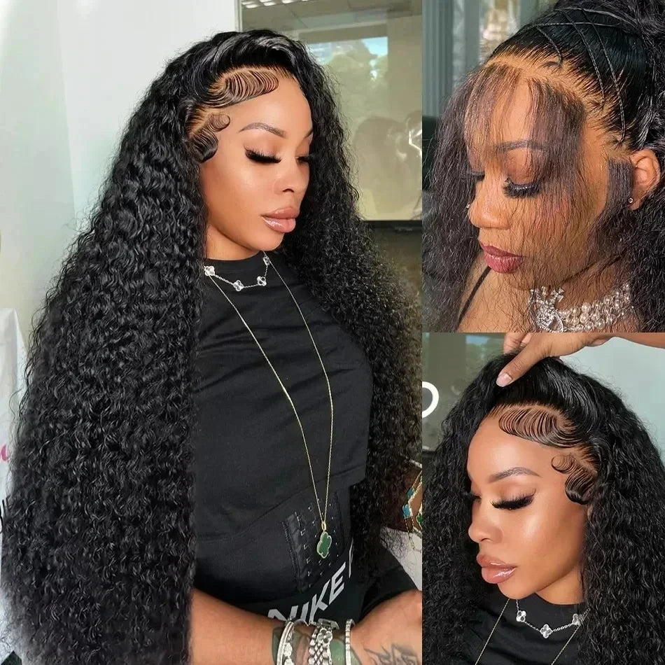 13x4 Curly Lace Frontal Wigs Curly Human Hair 30 40 Inch Hair 13x4 Deep Water Wave 360 Lace Front Wigs For Brazilian Women