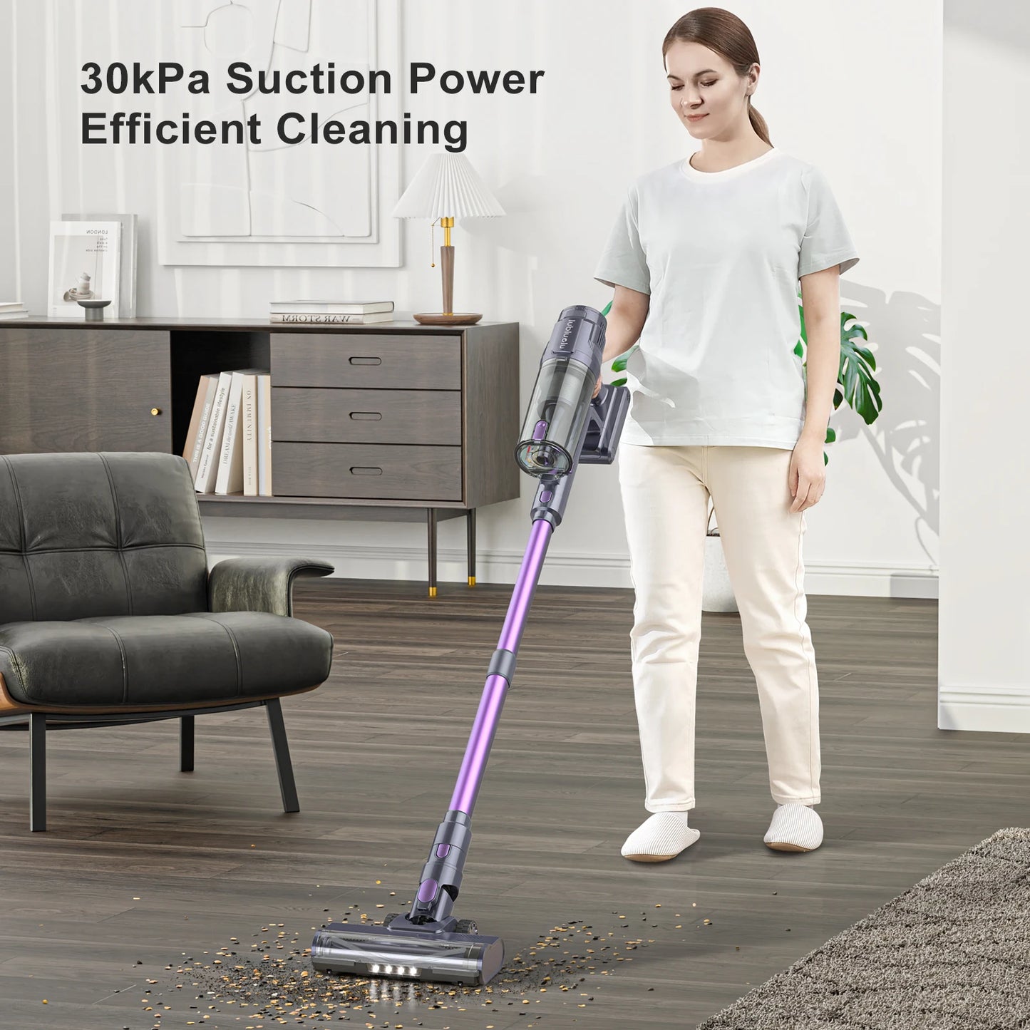 30Kpa Cordless Vacuum Cleaner, Anti-Tangling Brushless Lightweight Vacuum Cleaner With Touch Screen For Home Carpet Lubluelu L7