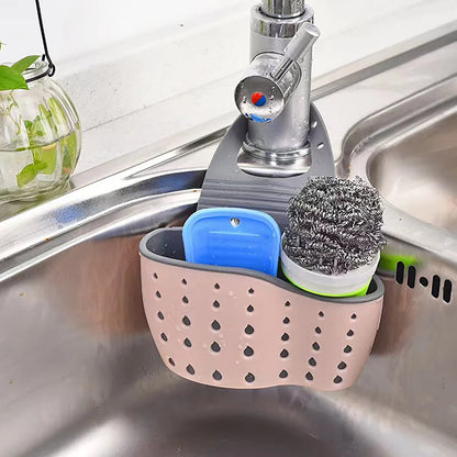 Sink Draining Hanging Basket Adjustable Kitchen Accessories Rubber Sink Bag Soap Sponge Shelf Faucet Holder for Bathroom 1PC