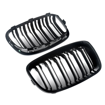 For 2011-2014 BMW F20 F21 1-Series M Look Kidney Grille Grill Gloss Black Twin Bar CAR Accessories