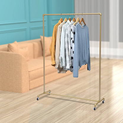 ‎Floor Standing Galvanized Pipe Clothing Rack With Wheels  120*40*160cm Coat Rack For Family Clothes Display