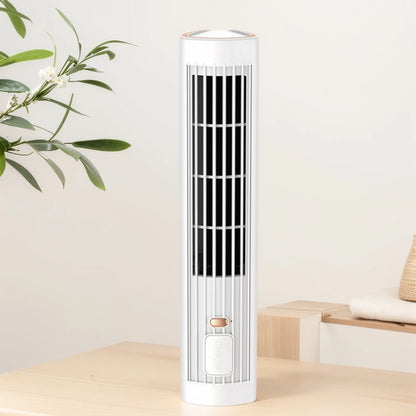 Electric Table Fan 1200mAh Mini Vertical Air Conditioner Bladeless Tower Fan USB Rechargeable 3 Speed Bladeless Floor Air Cooler