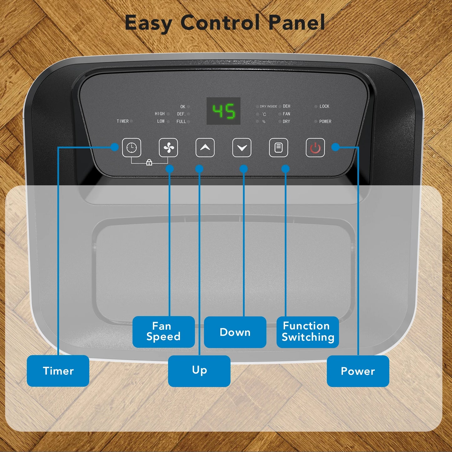 30L/Day Dehumidifier for Home, 6L Tank, Smart Digital Control, Auto Shut-Off, Energy-Efficient Dehumidifiers, Perfect for Rooms