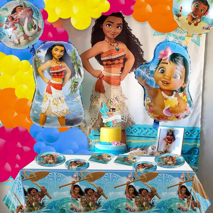 New Disney Moana Birthday Decoration Tableware Balloons Cups Plates Set Banner Vaiana Moana Theme Birthday Party Deco Supplies