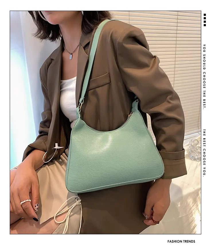 Women's Bag 2022 Trend Handbags Female Handbags Retro Solid Color PU Leather Shoulder Underarm Bag Ladies Shopper Hobos Bag