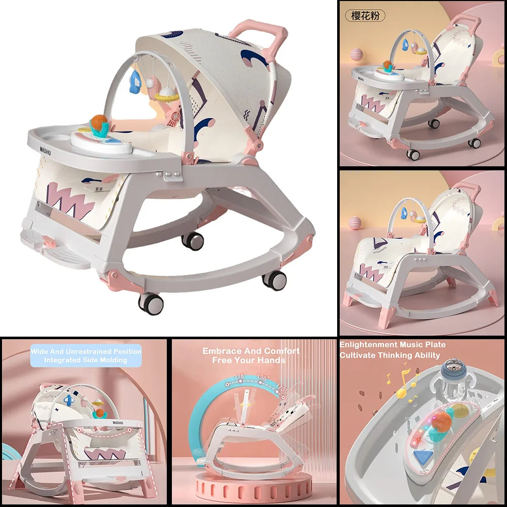 2024 Baby Bouncer Rocker Walker Portable Swing Musical Cradle Soothing Seat Girl