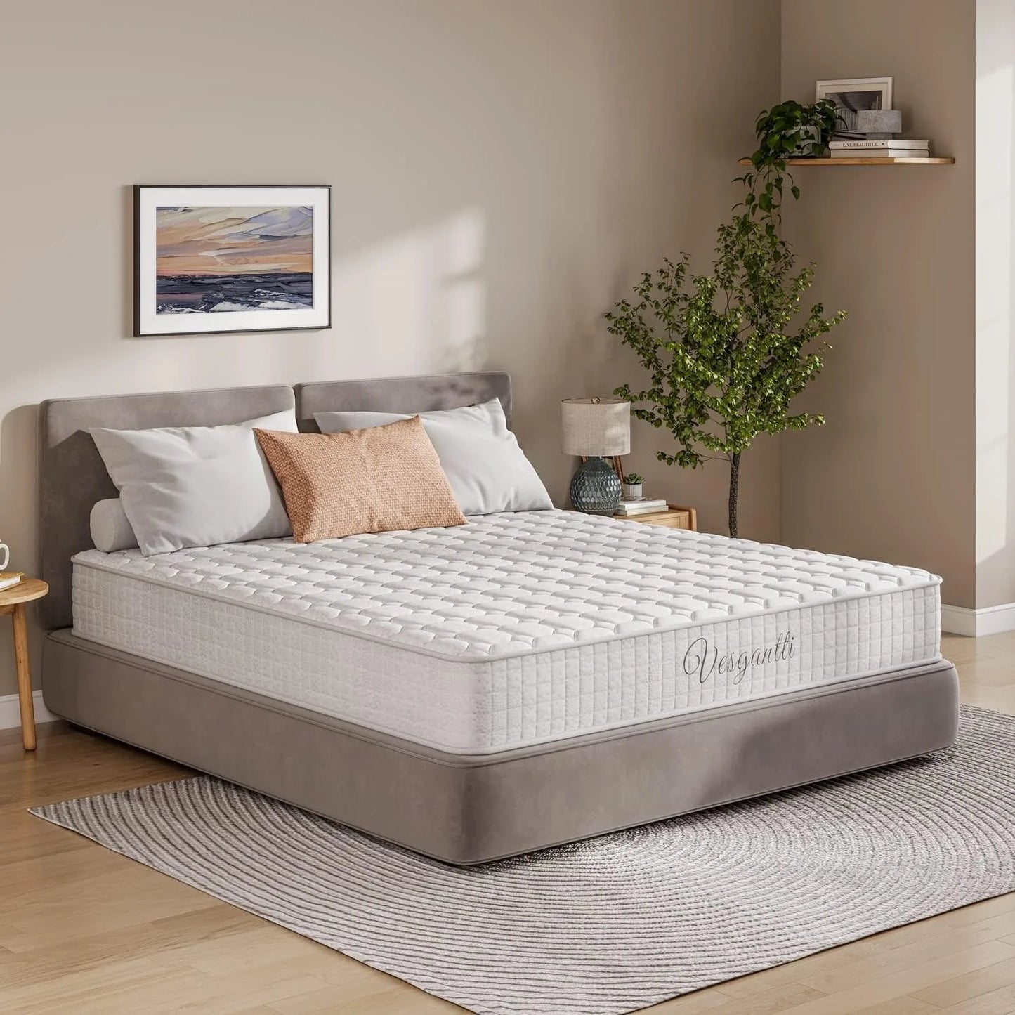 10 Inch Hybrid Mattress with Breathable Memory Foam and Individually Pocket Spring - Medium Firm, White