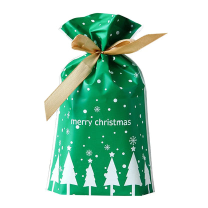 50pcs Christmas Candy Gift Bags Xmas Decorations Santa Gift Bag Navidad Xmas Gift Bags Cristmas Cookies Packing Bag 15x23.5cm