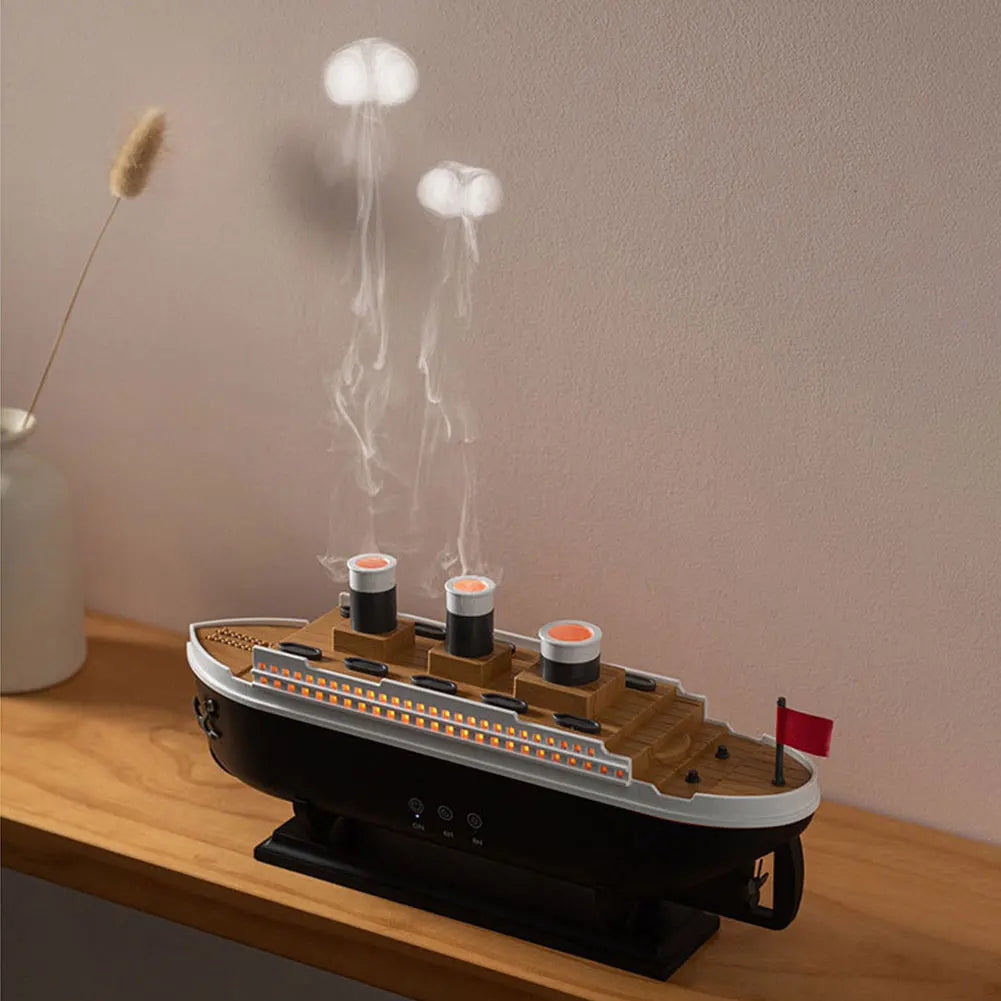 250ml Titanic Ship Model Decoration Air Humidifier Essential Oil Diffuser Jellyfish Smoke Ring Spray Aroma Diffuser For Home Off