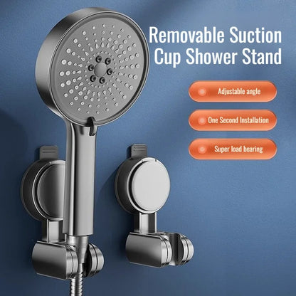 Shower Head Support Mural Douche Suction Cup Holder 360° Adjustable Plating Shower Rail Head Holder Bathroom Wall Mount Bracket