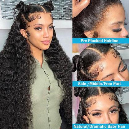 13x4 Curly Lace Frontal Wigs Curly Human Hair 30 40 Inch Hair 13x4 Deep Water Wave 360 Lace Front Wigs For Brazilian Women