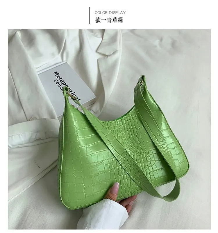 Women's Bag 2022 Trend Handbags Female Handbags Retro Solid Color PU Leather Shoulder Underarm Bag Ladies Shopper Hobos Bag