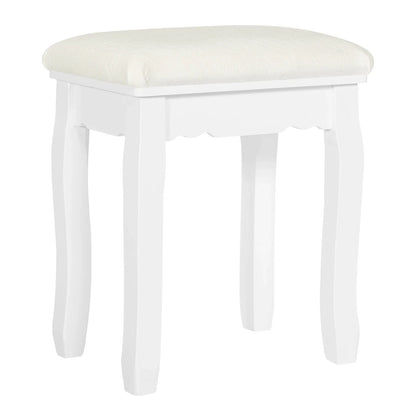 1PC Baroque Style White Dressing Stool 38x28.5x45cm Velvet Upholstered Makeup Vanity Chair Piano Bench Pouf for Bedroom