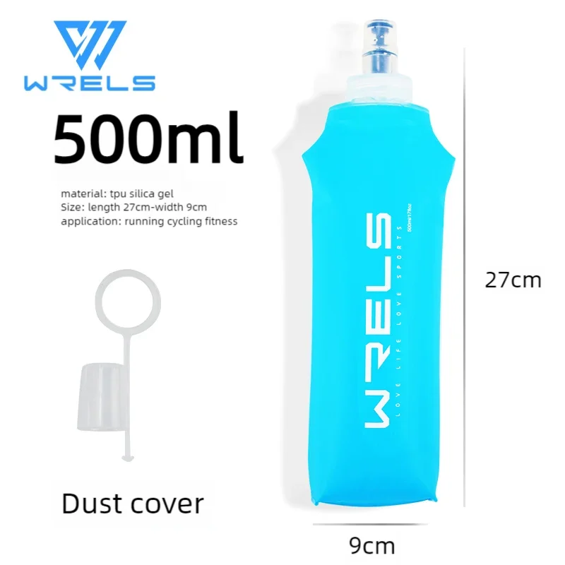 WRELS Soft Folding Water Bottle Collapsible Silicone Outdoor Sport Traveling Camp Hiking Cycling Running TPU Portable Water Bag