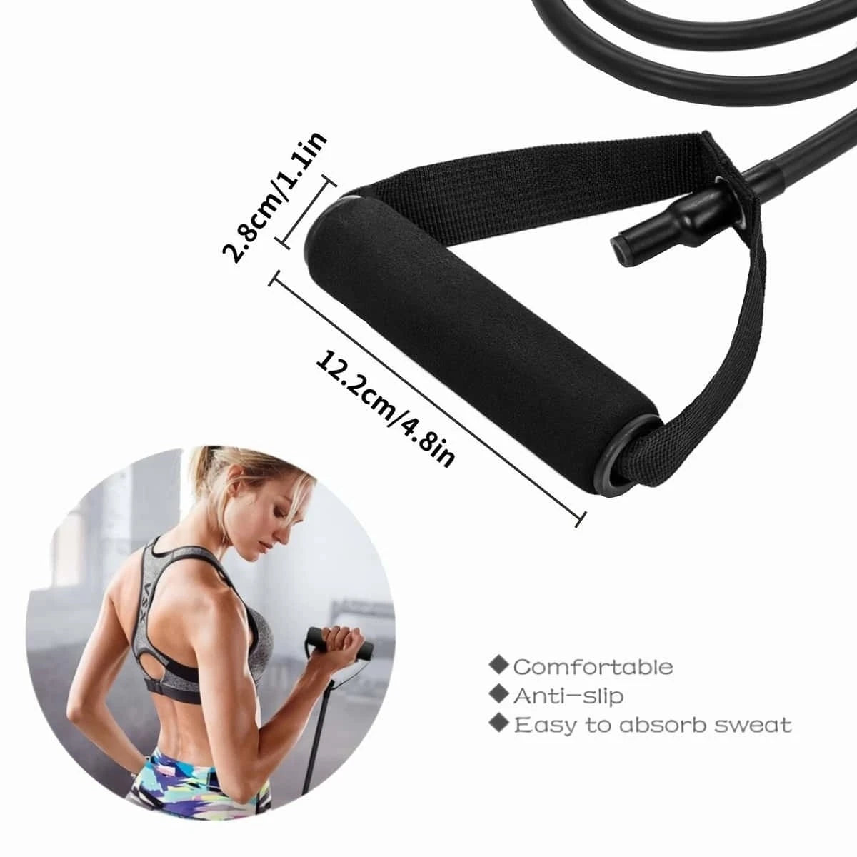 1pc 5 Levels Resistance Bands (suitable Beginner) With Handles Yoga Pull Rope Elastic Fitness Exercise Tube Band For Home Workou