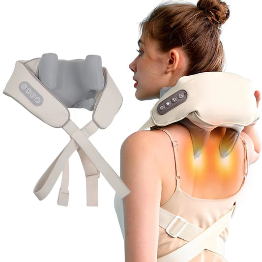 Neck Shoulder Massager Deep Tissue Shiatsu Back Massagers With Kneading Squeeze Muscles Massage Trapezius Muscle Massager