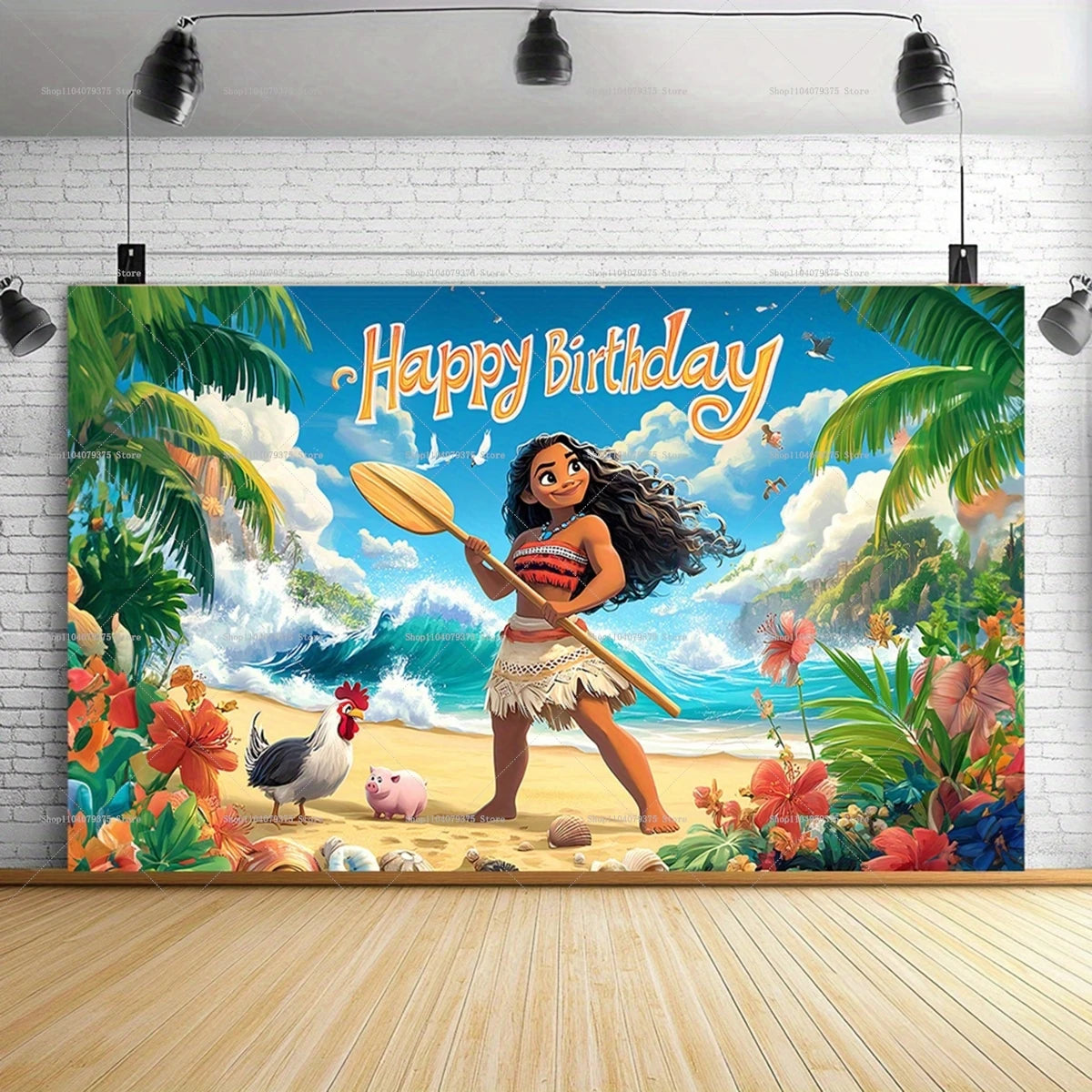 1pc Disney Moana Adventure Photography Background Decoration TuiSina Children's Birthday Party Photo Banner Baby Photo Booth