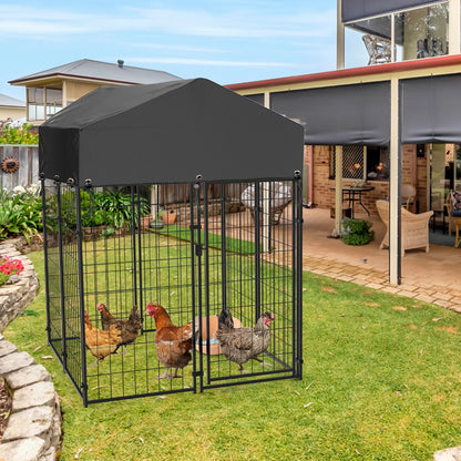 Oversize Dog Cage, Pet Run Enclosure, Playpen with Roof, for Outdoor Pet Kennel, High Fence