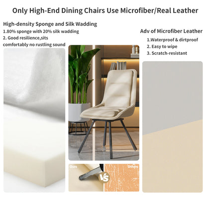 Rotatable Dining Chairs with Sponge Filling, Set of 2, Luxury Upholstered Kitchen Dining Room Dinner Chairs, High Back Design