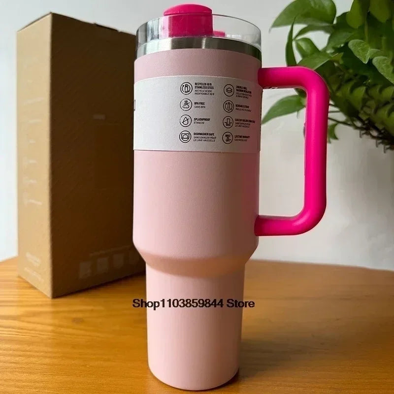 new 40 Oz Tumblers Cup Straw Car Travel Mugs Coffee Tumbler Cups for Stanleys with Handle Insulated Stainless Steel Lid