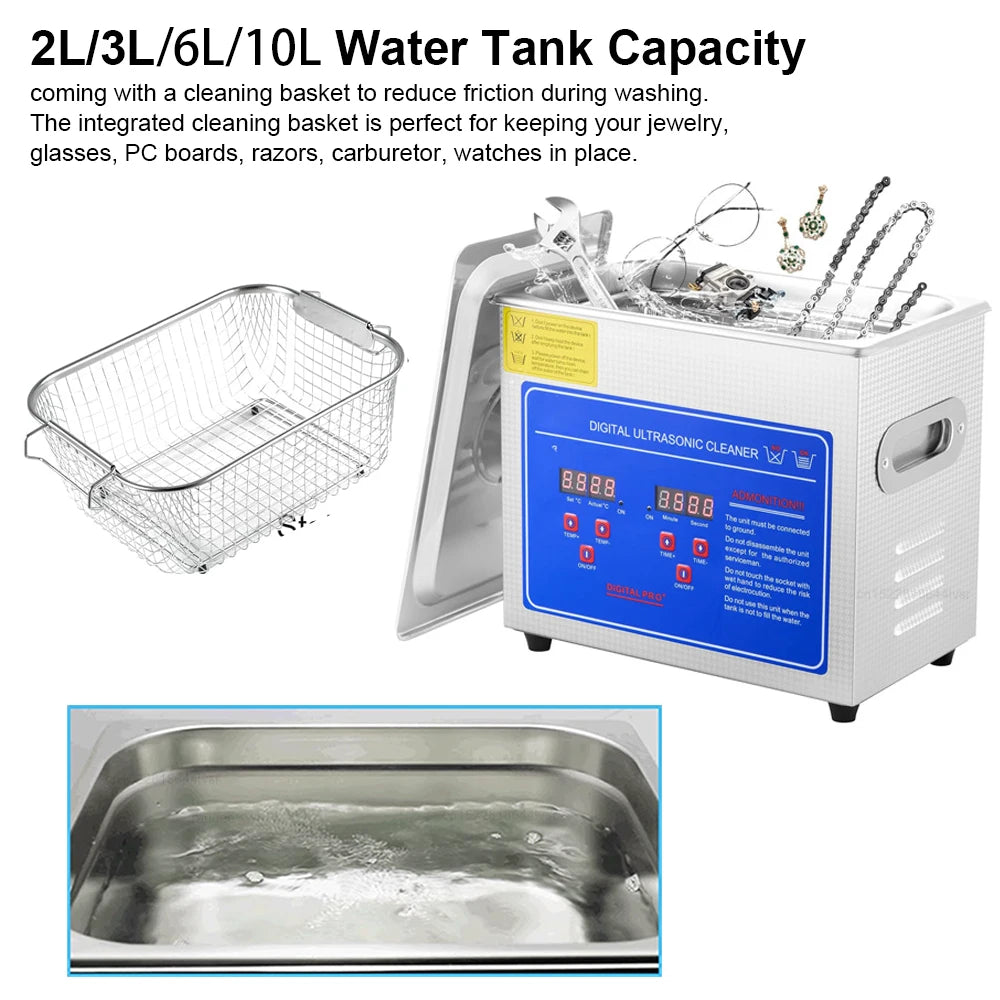 Ultrasonic Cleaner Ultrasound Cleaning Machine With Heated Washing 6L 10L Professional Home Commercial Ultrasonic Cleaner