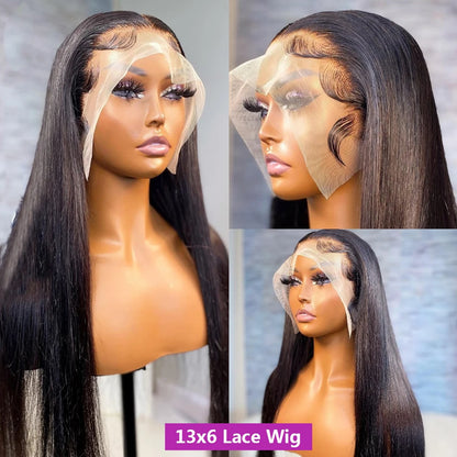 36 38 Inch 13x4 Lace Front Wigs Human Hair Pre-Plucked Transparent 13x6 Lace Front Human Hair Straight Wig for Black Women Bling