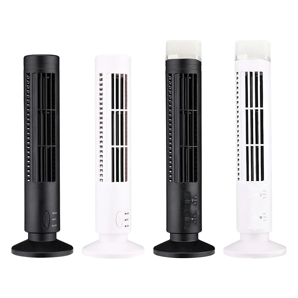 LED Tower Fan Bladeless Cooling Fan 2 Gear Speed No Leaf Air Conditioner Portable Electric Floor Fan for Living Room Bedroom