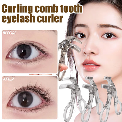 Professional Eyelash Curler Frameless One-clip Curling Comb Tooth Eyelash Curler with Refill Pad Long-lasting Shaping Lash Tools