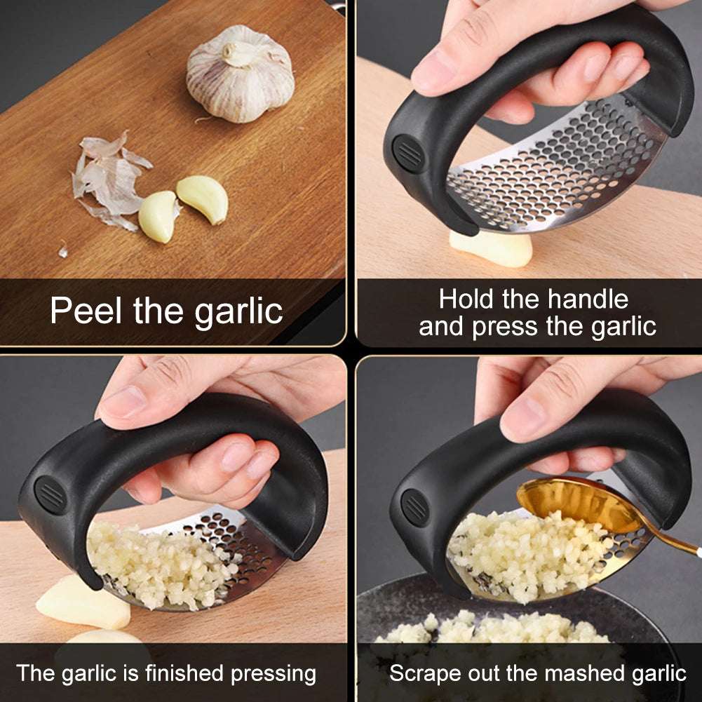 Stainless Steel Garlic Press Manual Garlic Mincer Chopping Garlic Tools Curve Fruit Vegetable Cooking Kitchen Gadgets Tools