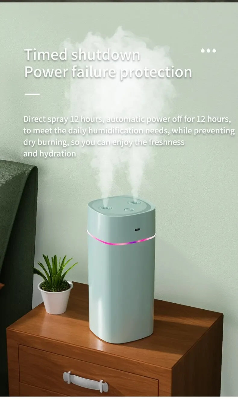 Xiaomi USB Air Humidifier 600ml With Dual Spout Essential Oil Diffuser Cool Mist Maker Silent Night Light For Home Car Office