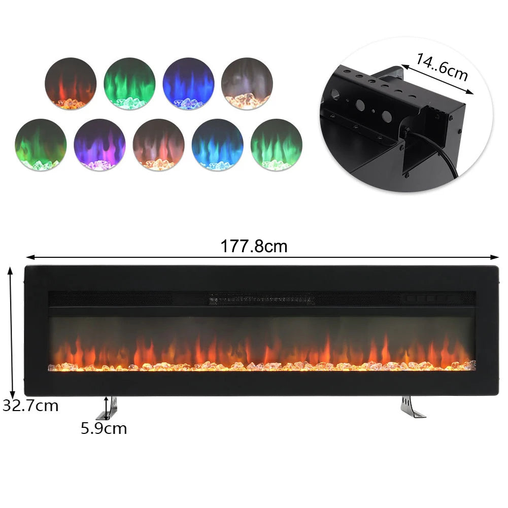 KOMORE Wall Mounted Electric Fireplace with Remote Control for Living Room, Automatic Safety Shutoff , 12 Flame Colors