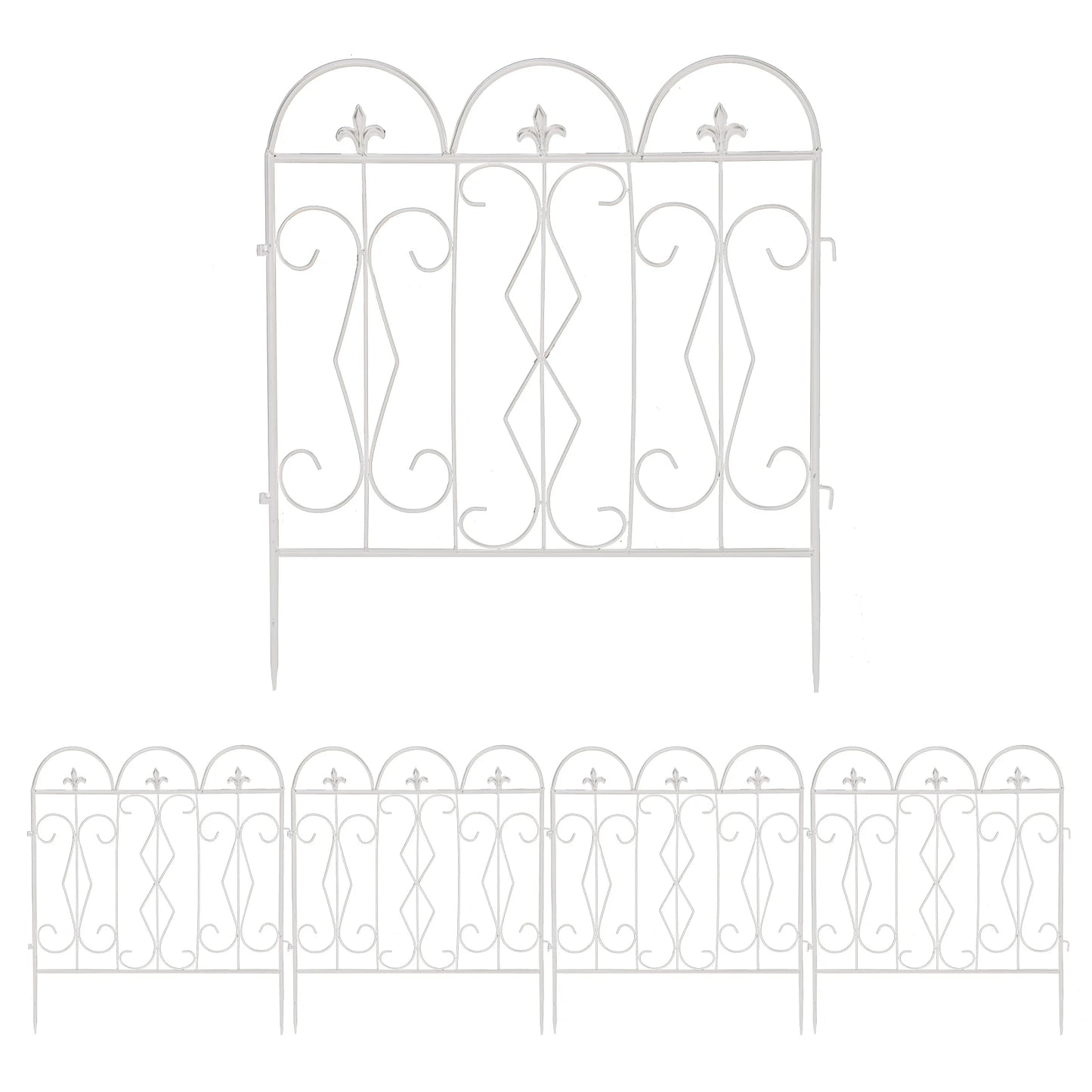 Rustproof Metal Garden Fence Panels, Border Edge, Flower Bed, Animal Dog Barrier, Border Edge, 32in x 10ft, 5 Pack