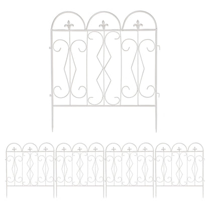 Rustproof Metal Garden Fence Panels, Border Edge, Flower Bed, Animal Dog Barrier, Border Edge, 32in x 10ft, 5 Pack