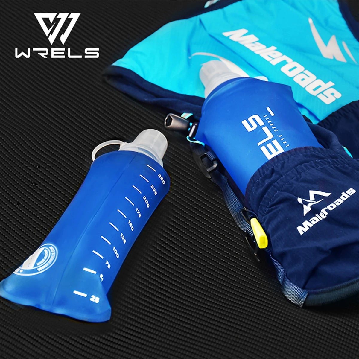 WRELS Folding Water Bag Soft Flask TPU BPA-Free Collapsible Water Bottle Outdoor Sport Hiking Camping Running Portable Water Bag