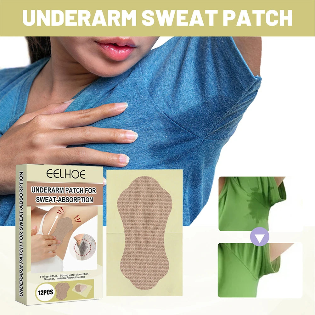 Underarm Absorb Patch Armpits Sweat Sticker Absorbing Sweat for Women Men 12pcs Strong Anti Perspiration Foot Sticker Patch